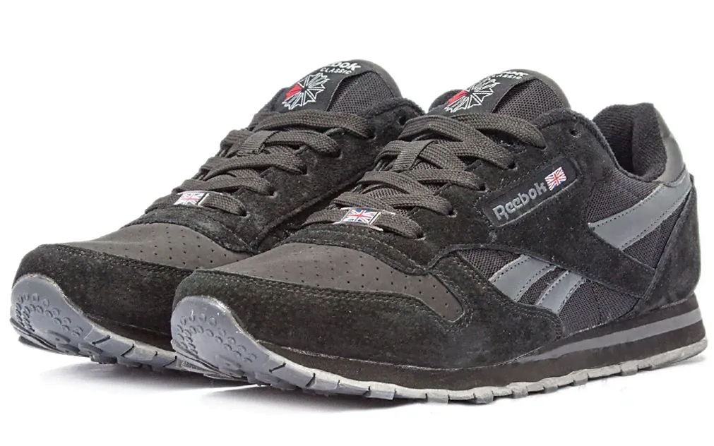 Reebok Classic Leather черные с серым (40-44) Размер 40