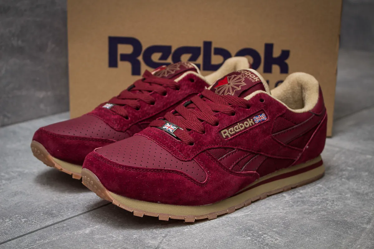 Кроссовки мужские Reebok Classic в стиле Рибок Класик, замша, текстиль код DO-14614. Бордовые-0