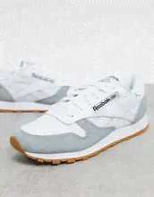 Белые кроссовки Reebok Classics Leather с замшевыми вставками серого цвета-Белый-0
