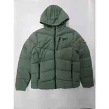 Пуховик Reebok, размер 42 RU, зеленый