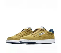 Кроссовки reebok classic club c 85 mu corduroy (Цвет sepia-navy-paperwhite-red)