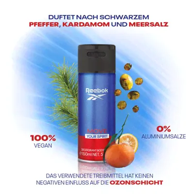 Reebok Men Move your spirit Deodorant Spray, Рибок Дезодорант-спрей Move для мужчин , 150 мл-1