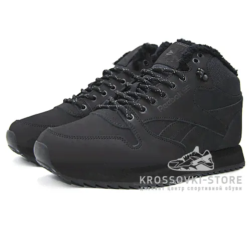 Зимние Reebok Classic Leather Mid Black With Fur-3