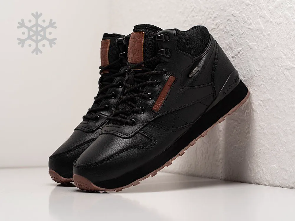 Зимние Кроссовки Reebok Classic Leather Mid Ripple черные мужские 14485-01