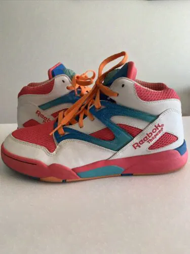 Size 6.5 Womens Kids Girls Reebok Pump Sneakers Pink Blue 80s 90s Vintage Rare-0