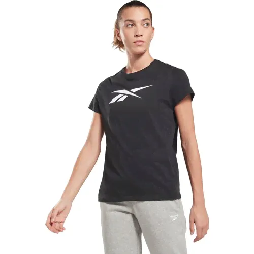 Футболка Reebok TE GRAPHIC TEE - VECTOR, силуэт свободный, размер, черный, белый, белый/черный/black, хлопок-0