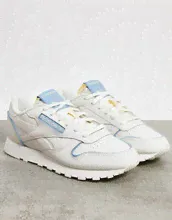 Белые/синие кожаные кроссовки Reebok-Бeлый
