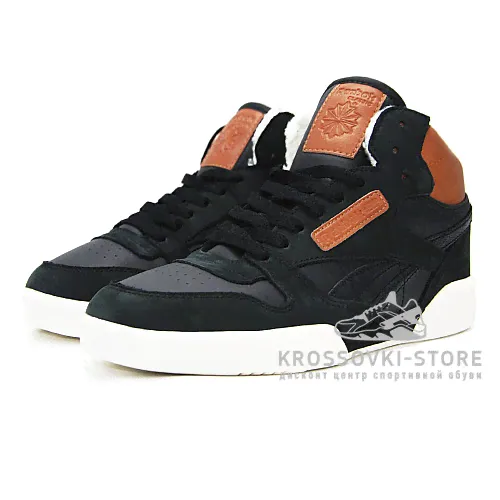 Зимние Reebok Classic Exertion Mid Black/Brown/White With Fur-3
