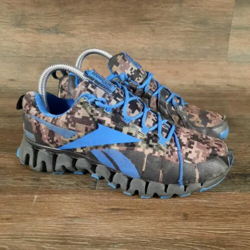 Reebok Zig Zag Tech Mens Size 6 Shoes Black Blue Grey Athletic Sneakers Lace Up-0