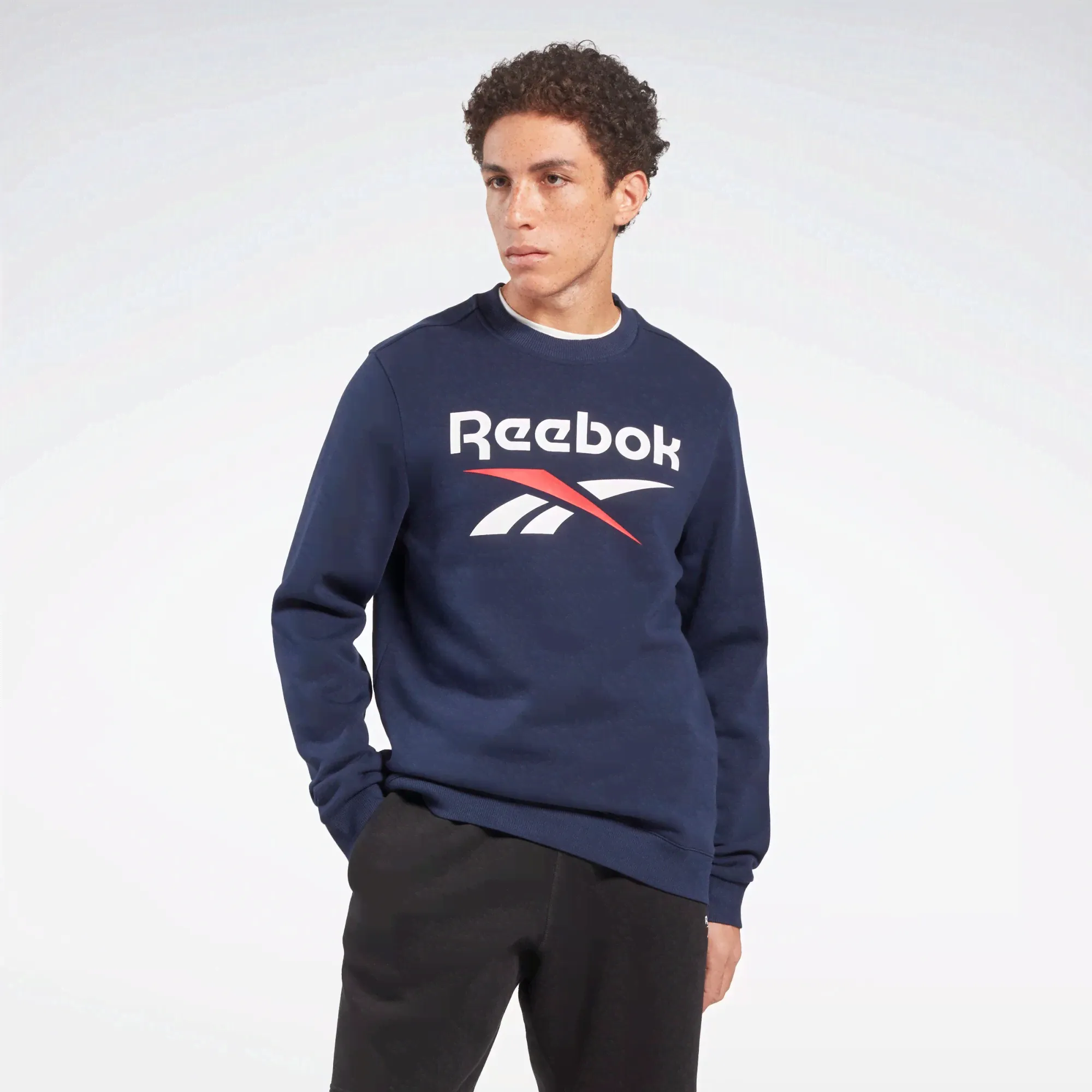 Свитшот мужской Reebok RI BIG STACKED LOGO CREW синий, свитшот, полиэстер; хлопок-0