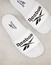 Белые шлепанцы с логотипом Reebok-Бeлый